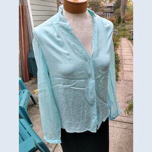 Blouse: Silk, baby blue. Loose fit size small - by Elie Tahari
